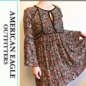 American Eagle paisley bell sleeve dress